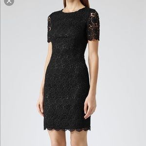Reiss Guipure black lace dress size 0